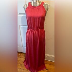Nicole Miller New York Halter Maxi Dress (8) Keyhole Back Button & Pockets EUC